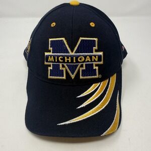 Michigan Wolverines Hat Cap Fitted Mens L Navy NCAA Football Big Boy Headgear
